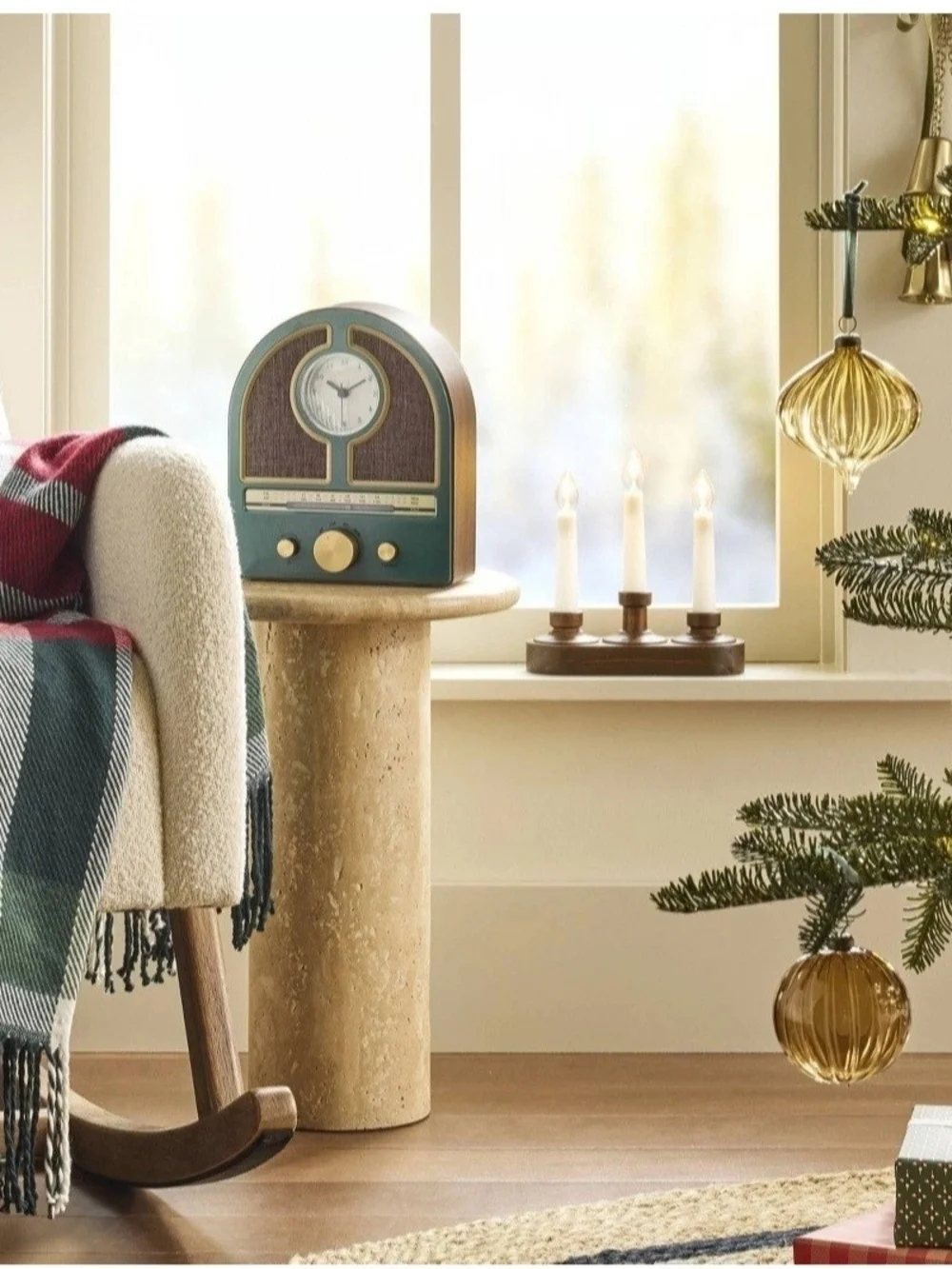 Hearth & Hand Teal and Gold Retro Radio Wall Clock